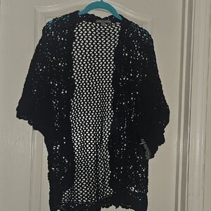 Black Open-Knit Women's Sweater